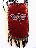 Light burgundy cell phone holder w/ dragonfly